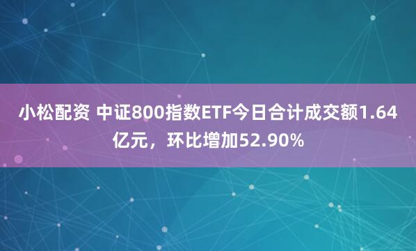 小松配资 中证800指数ETF今日合计成交额1.64亿元，环比增加52.90%